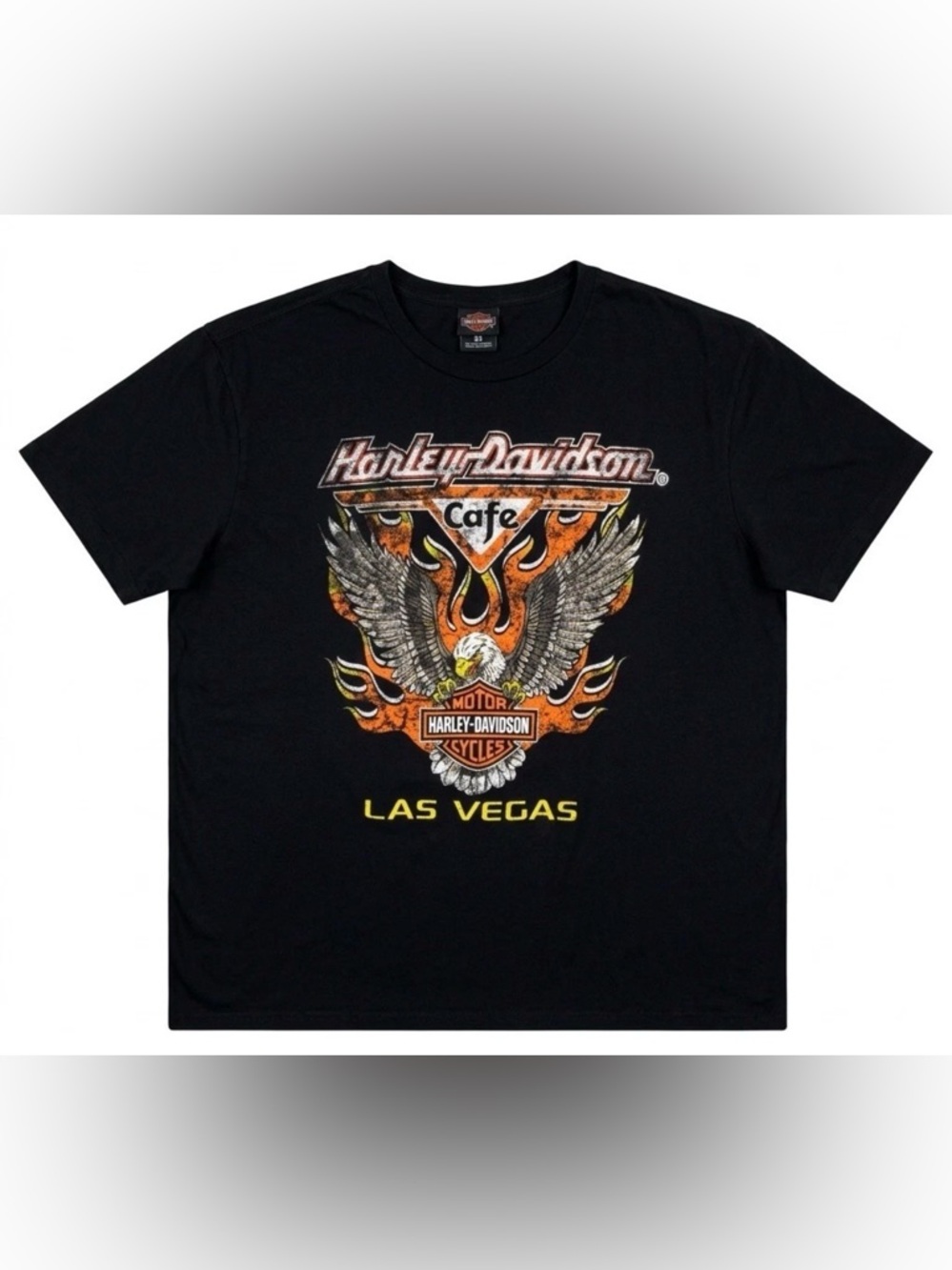 Rare Vintage Harley Davidson Cafe Las Vegas T-Shirt Men 3XL Black Eagle Graphic